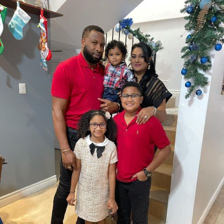 Jenna Ali with her husband Kieron Pollard and three children.